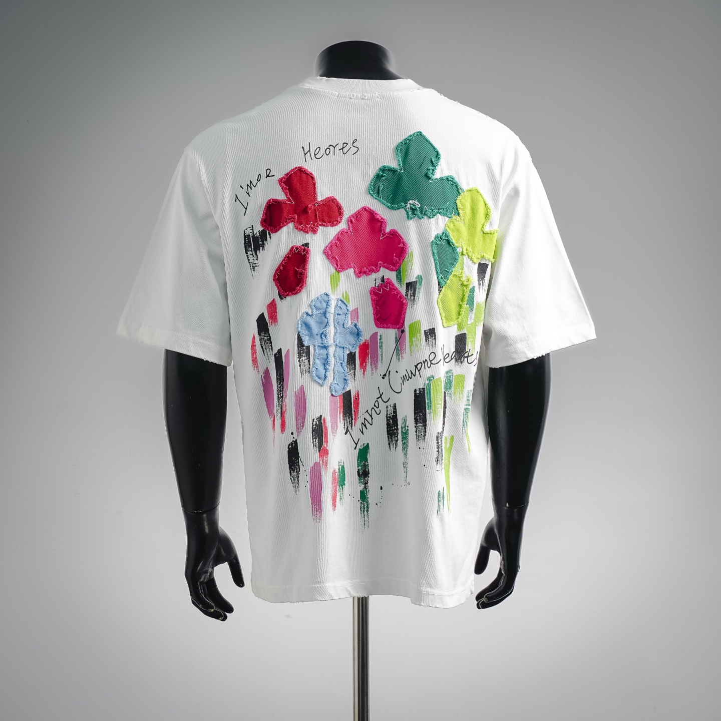 Chrome washed applique t-shirt