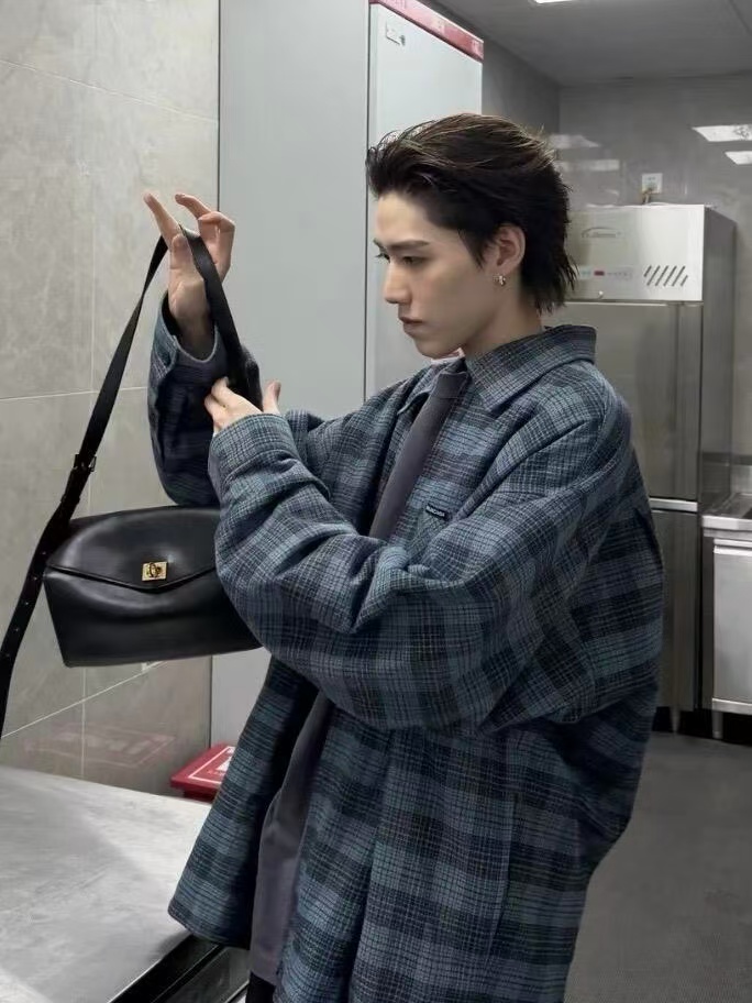 Balen plaid zip-up coat