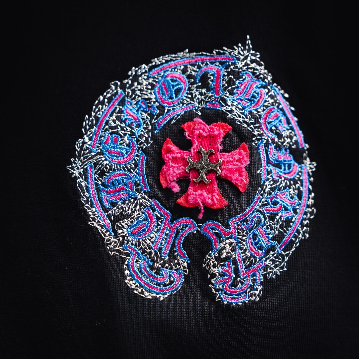 Chrome cross applique t-shirt