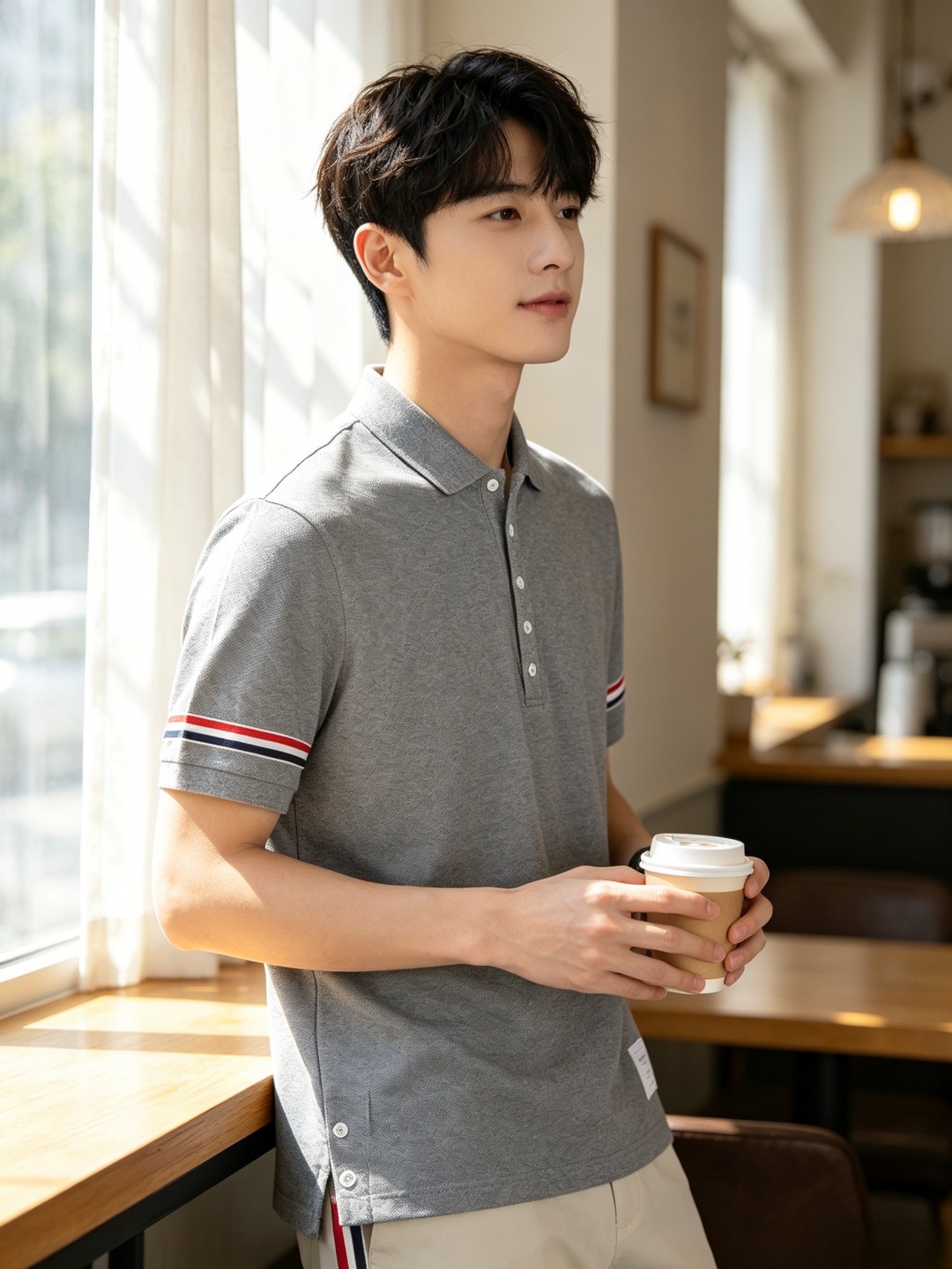 Thom contrast stripe Polo