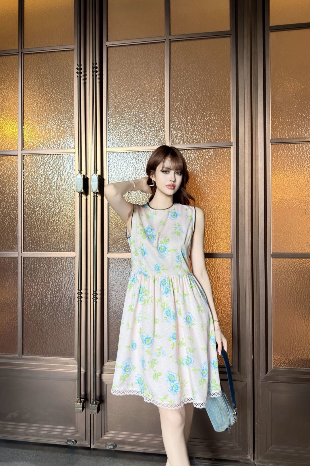 Pra 26ss sleeveless print dress