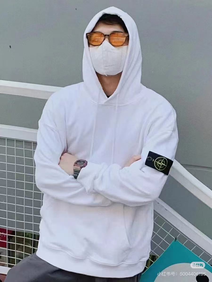 Stone logo badge hoodie