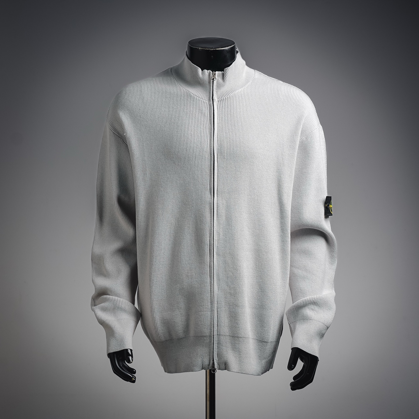 Stone zip-up sweater coat