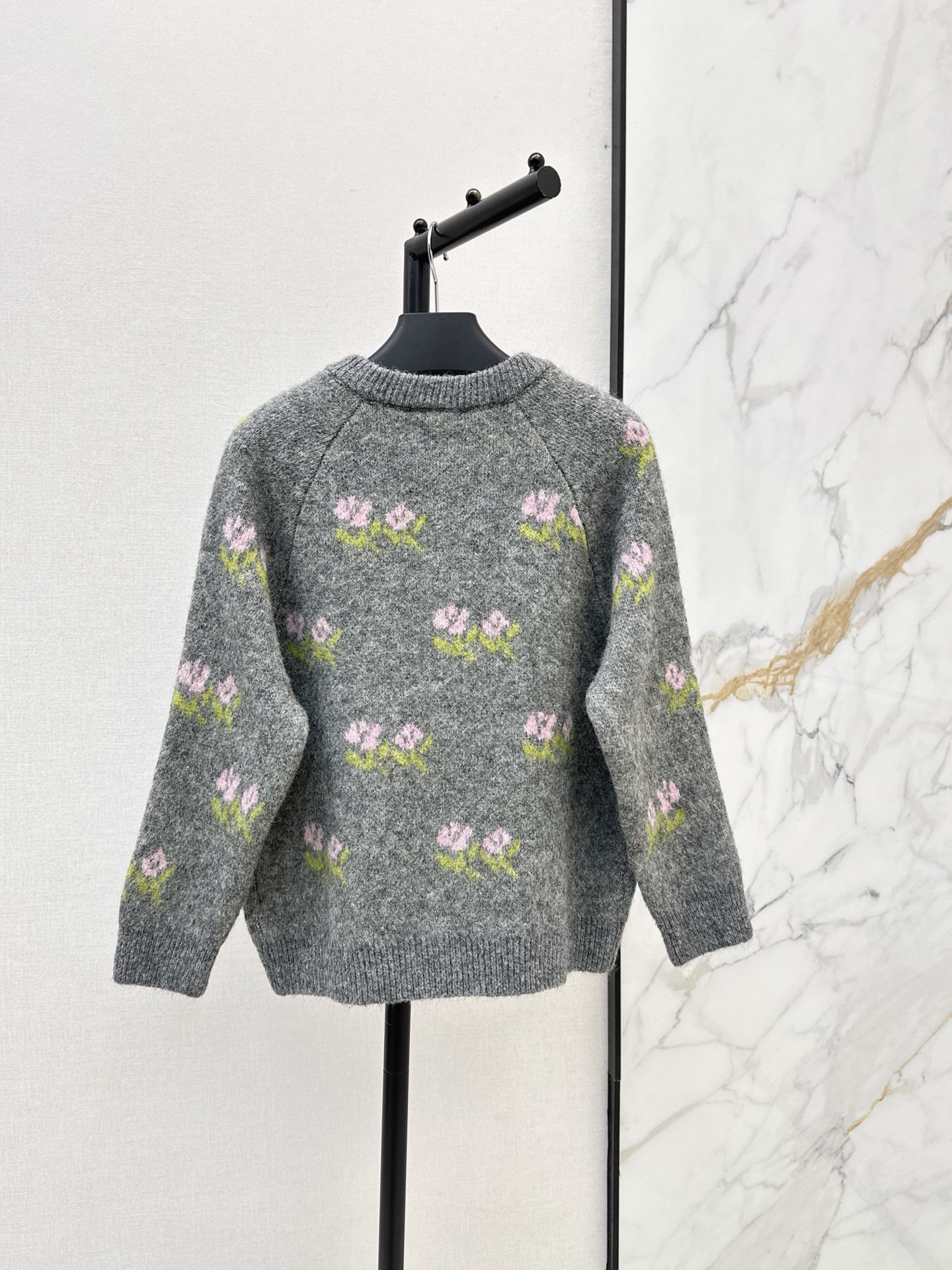 Pra 26fw floaral jacquard cardigan