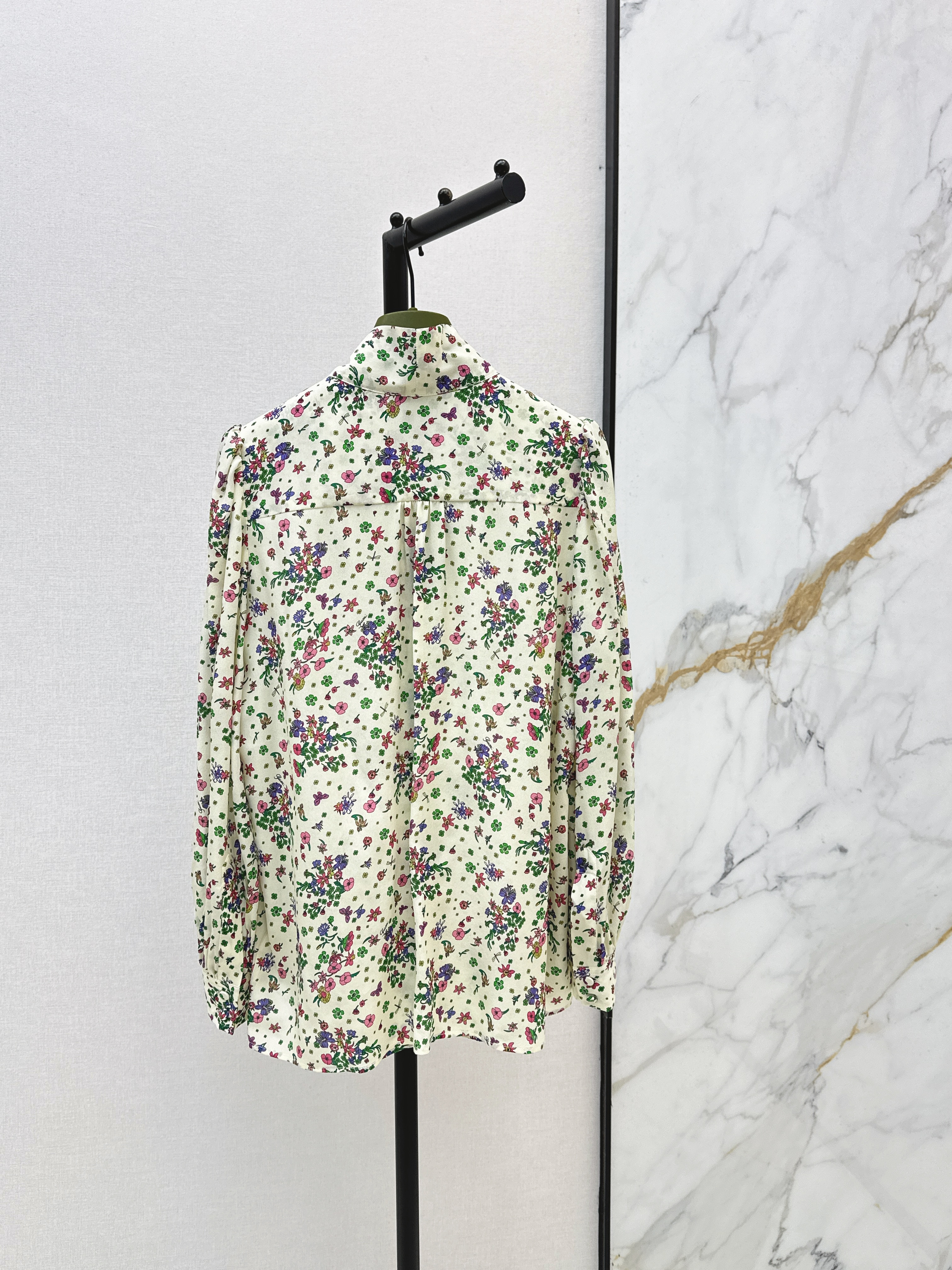Guc 26ss print floarl silk shirt