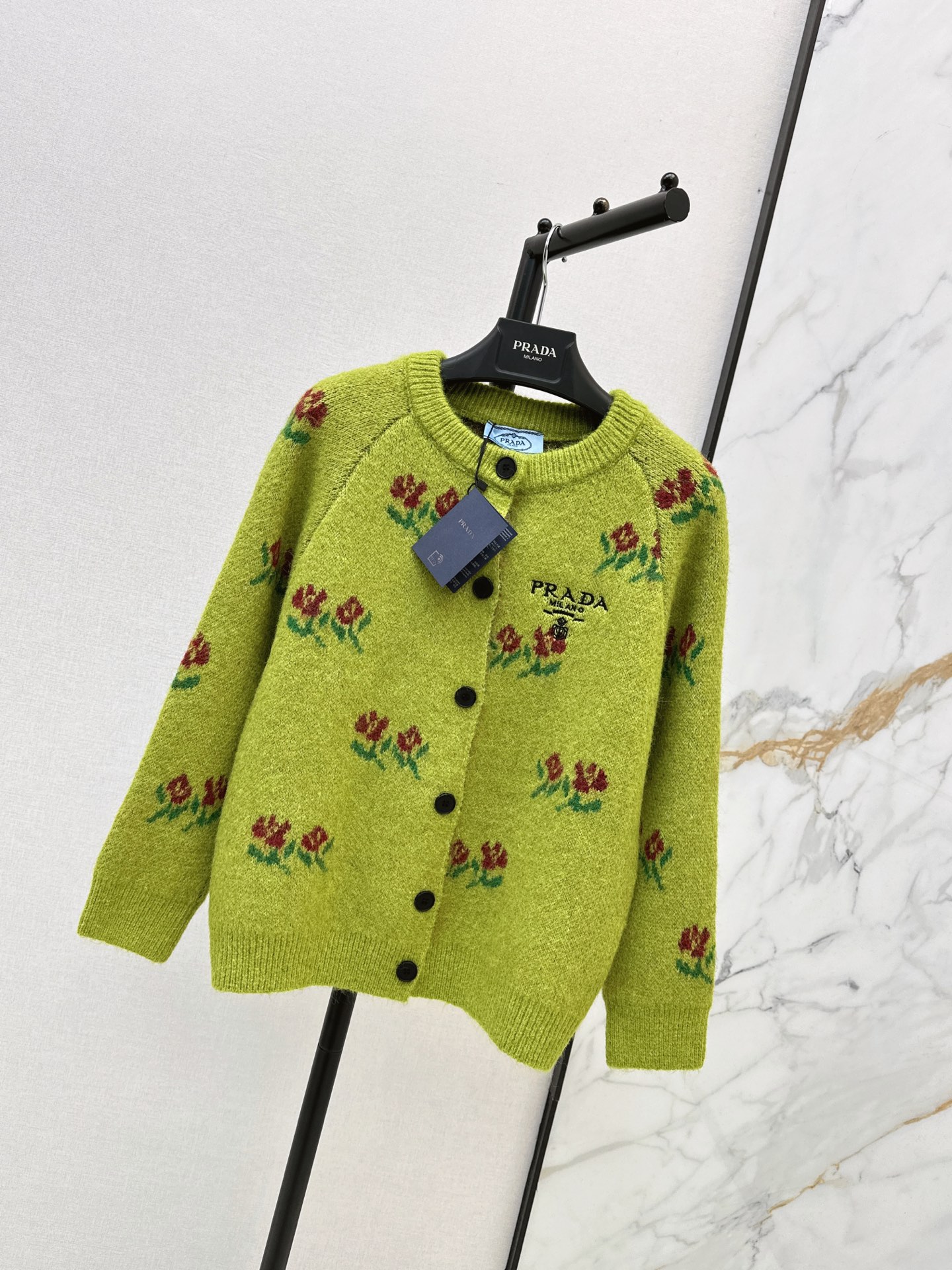 Pra 26fw floaral jacquard cardigan