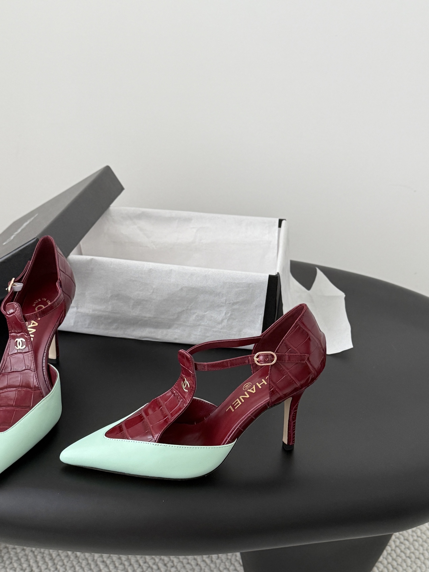 Chan 26P t-strap stilettoes