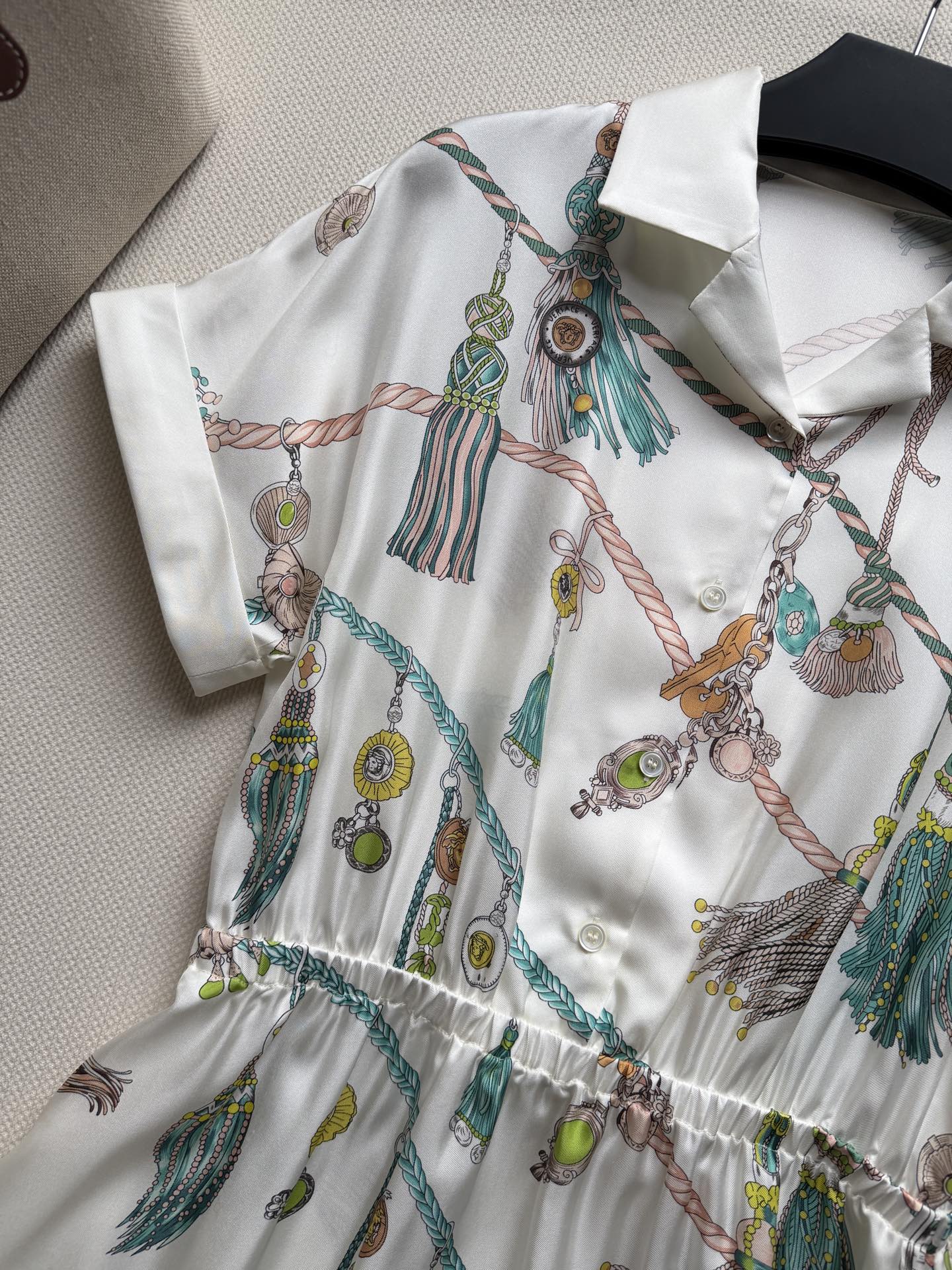Vers 26ss Printed Shirt Dress