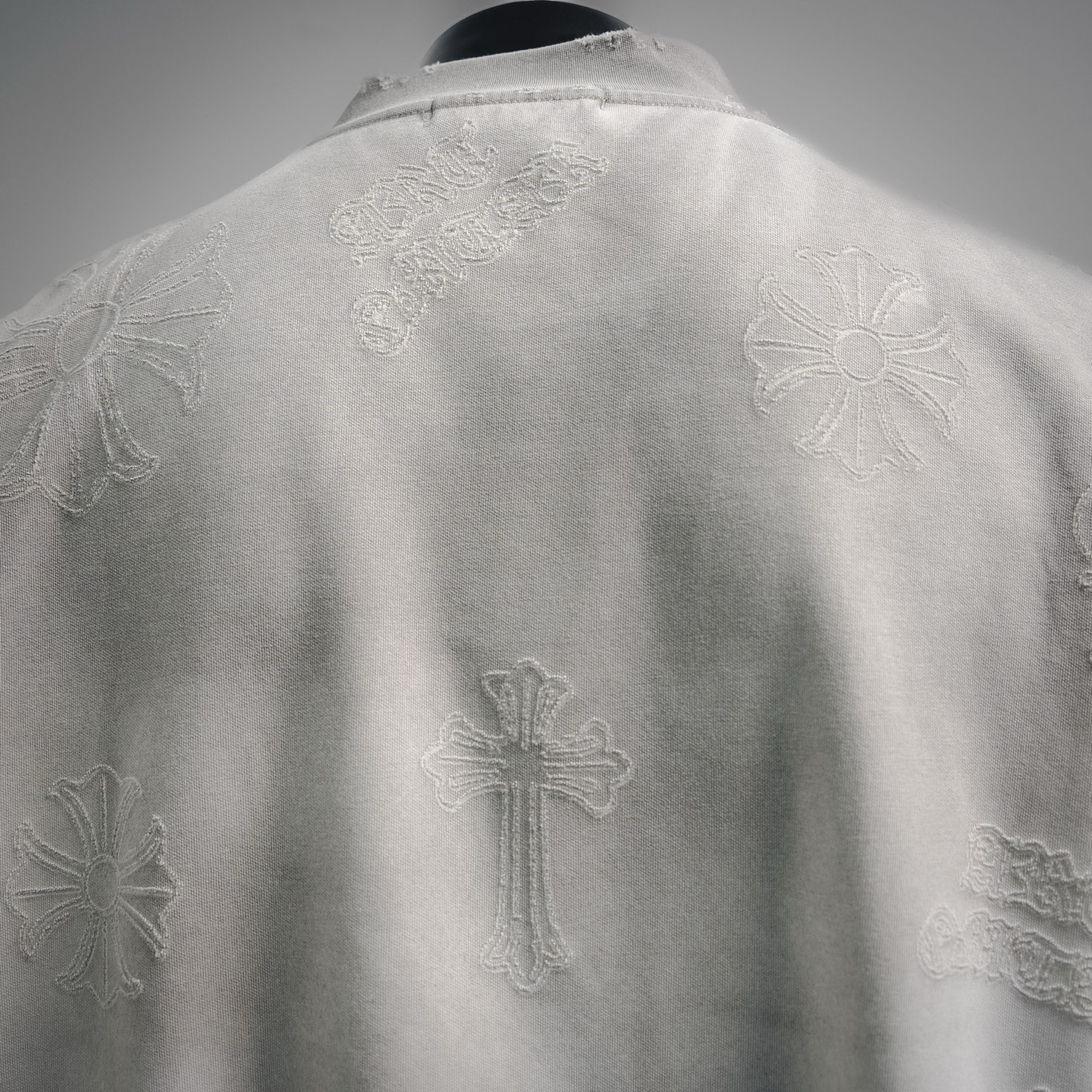 Chrome embossed cross washed t-shirt