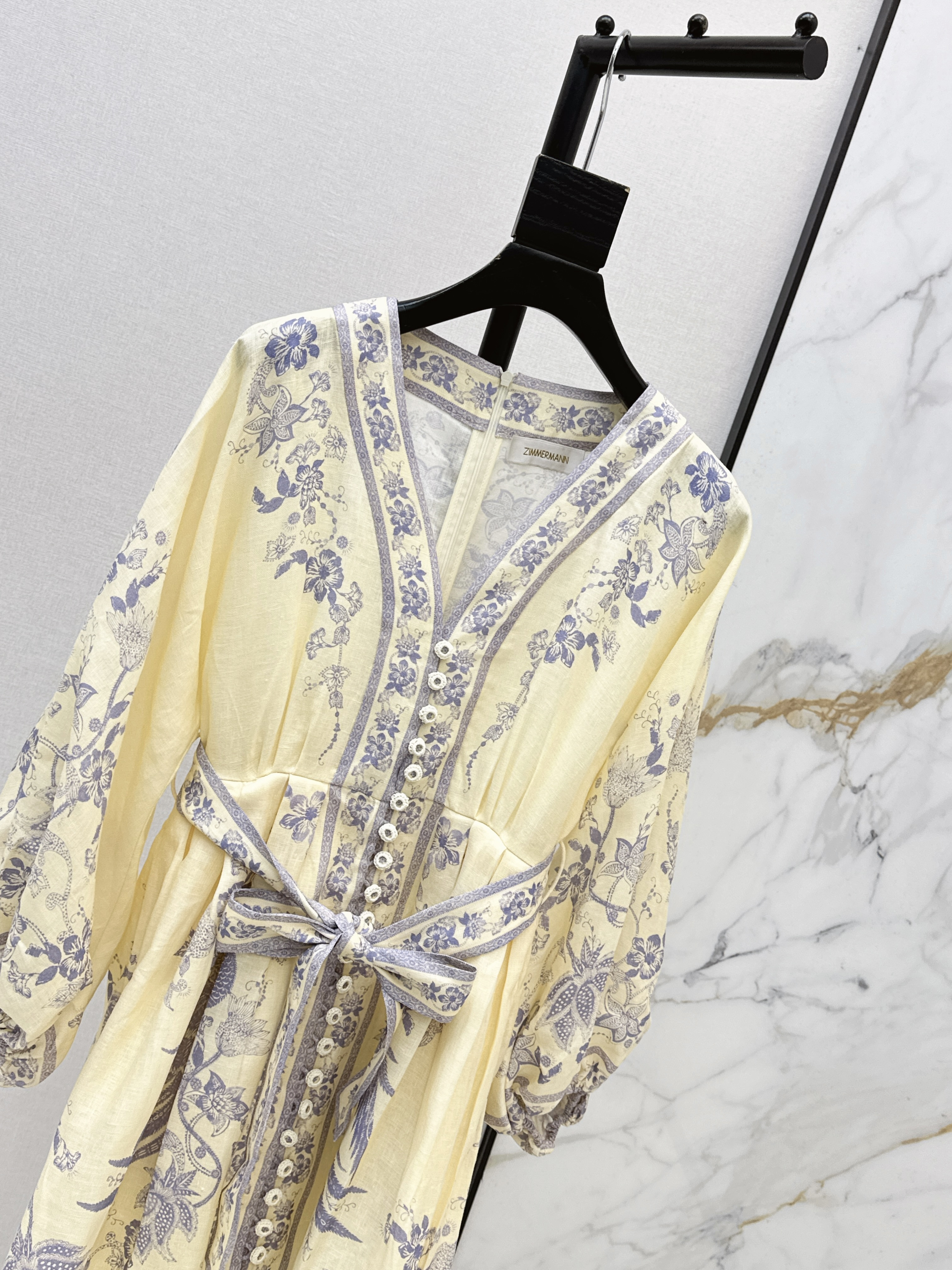 Zimm 26ss print linen dress