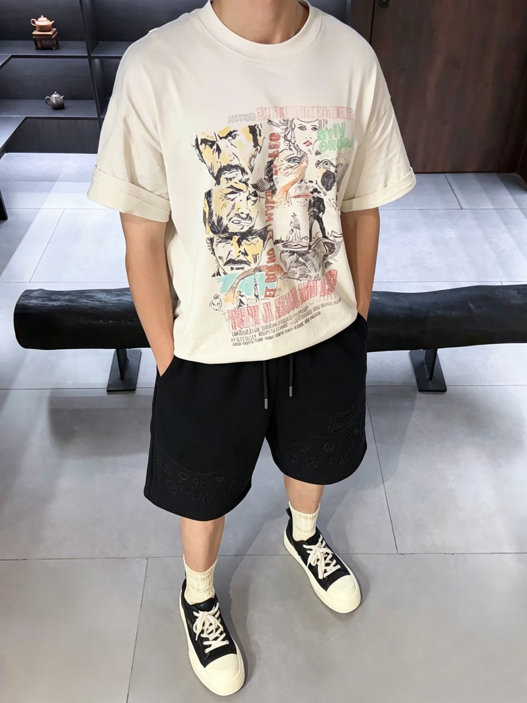 Louis embroidered letter pants