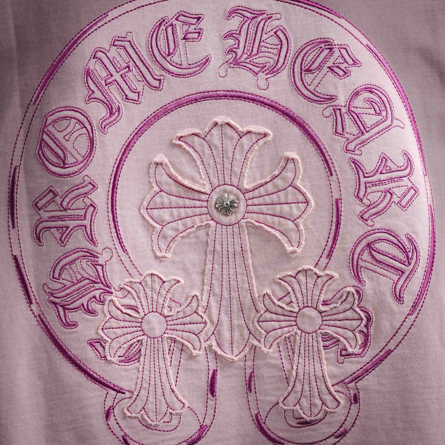 Chrome applique embroidered t-shirt