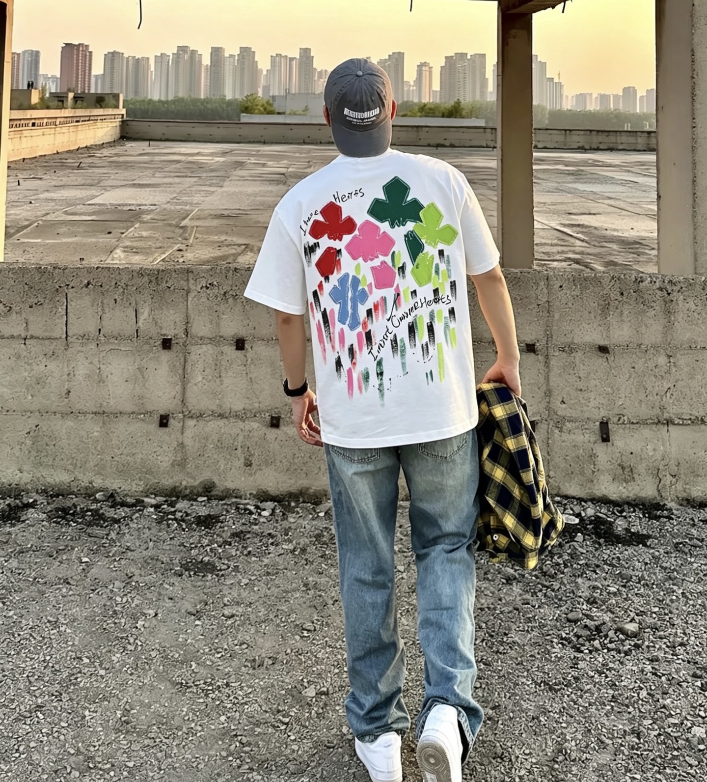 Chrome washed applique t-shirt