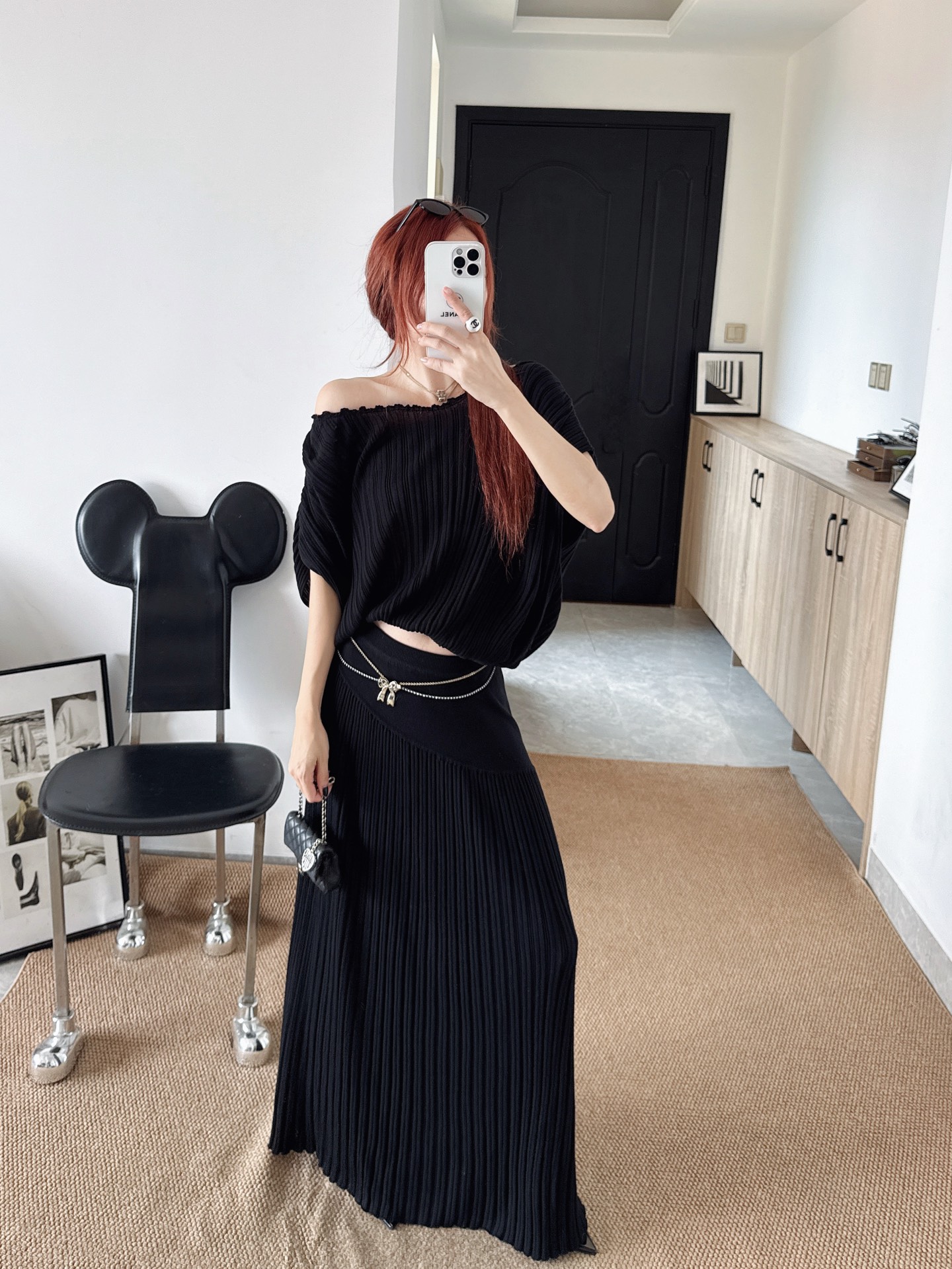 Brun 26ss knit cape knitwear skirt sets