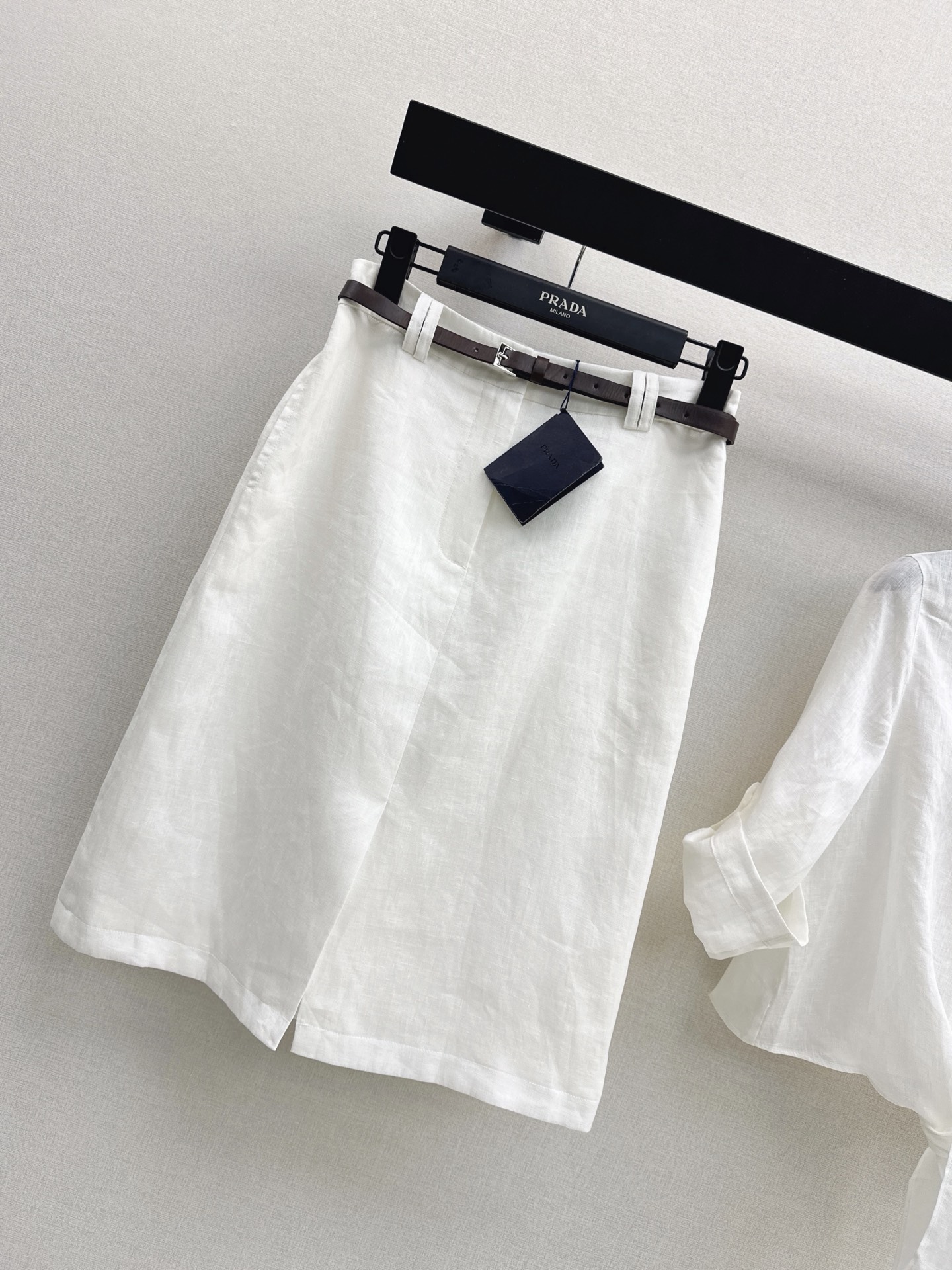 Pra 26ss linen belted skirt