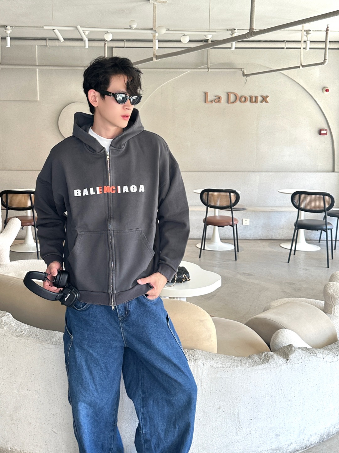 Balen embroidered ripped jacket