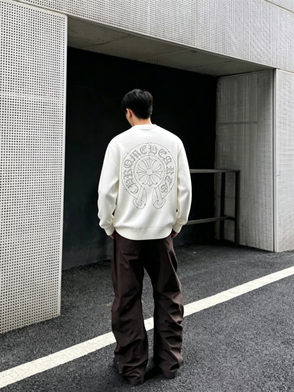 Chrome rhinestone knit sweater