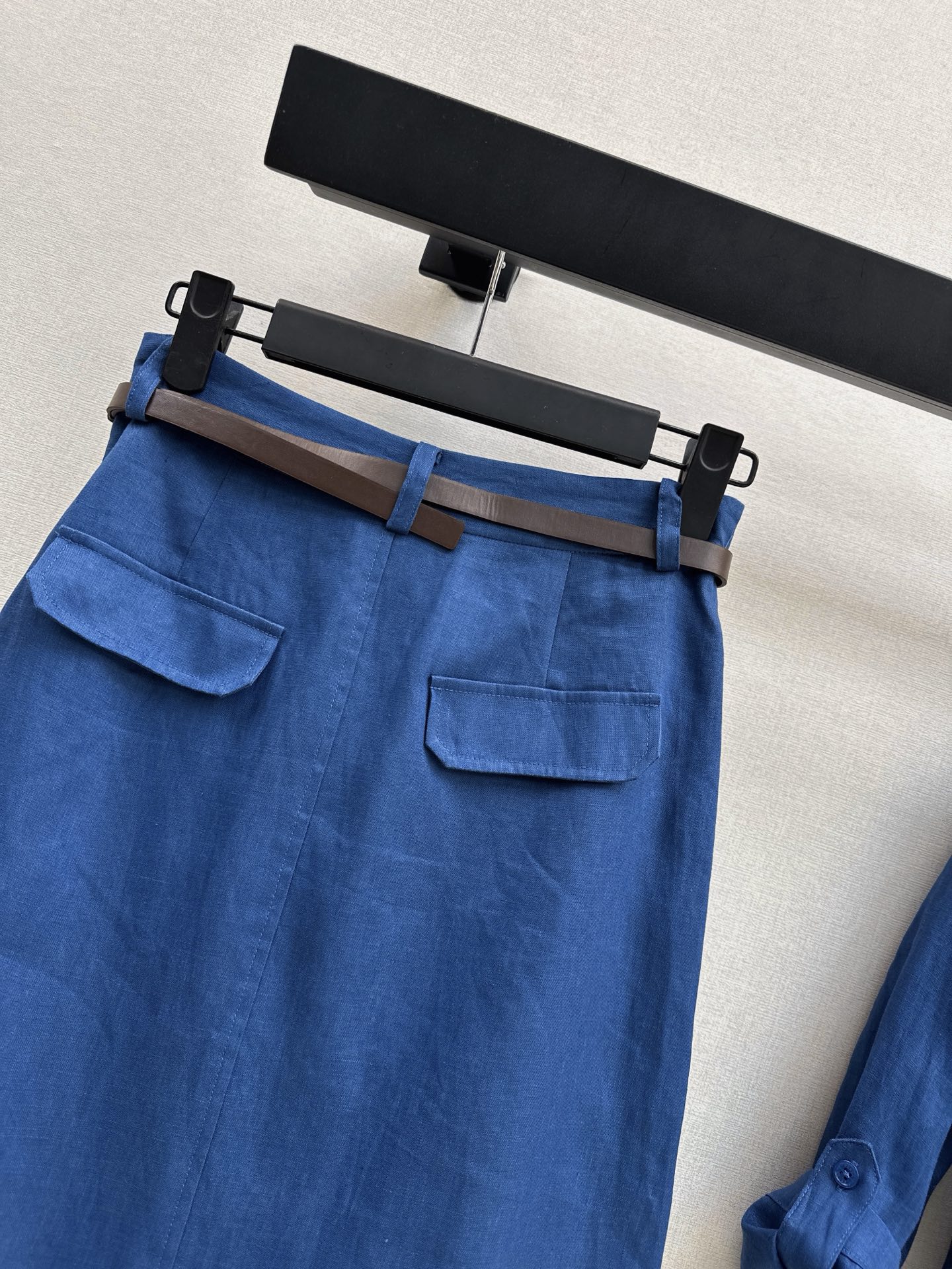 Pra 26ss linen belted skirt