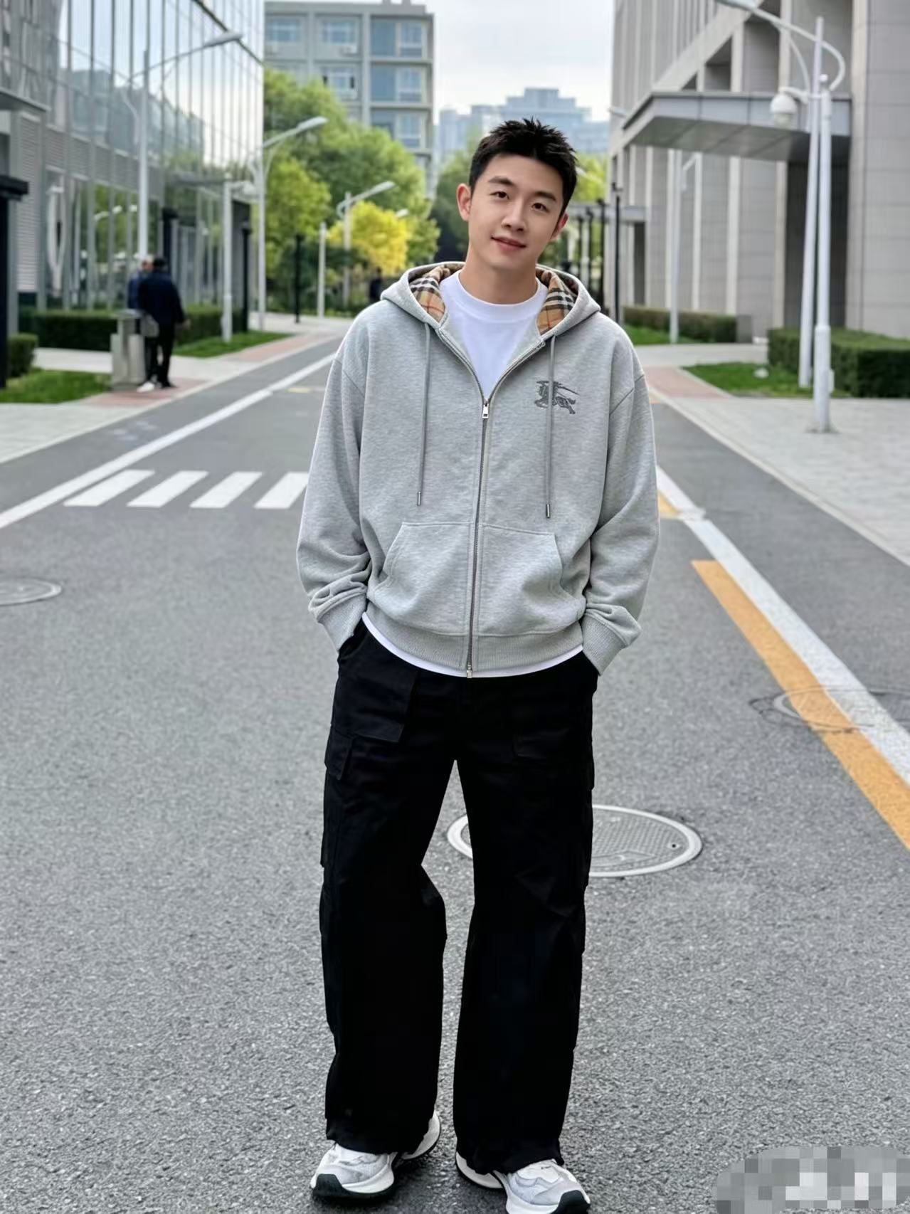 Bur zip-up embroidered hoodie