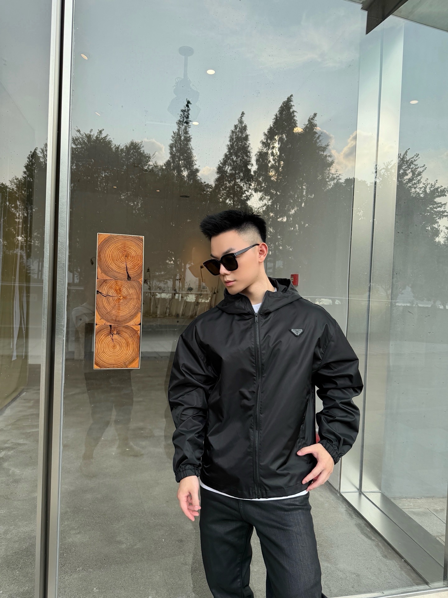 Pra logo badge hooded jacket