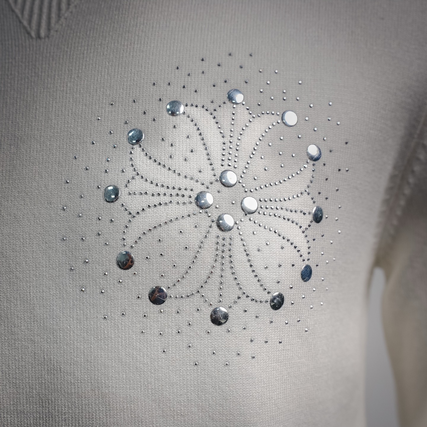Chrome rhinestone knit sweater