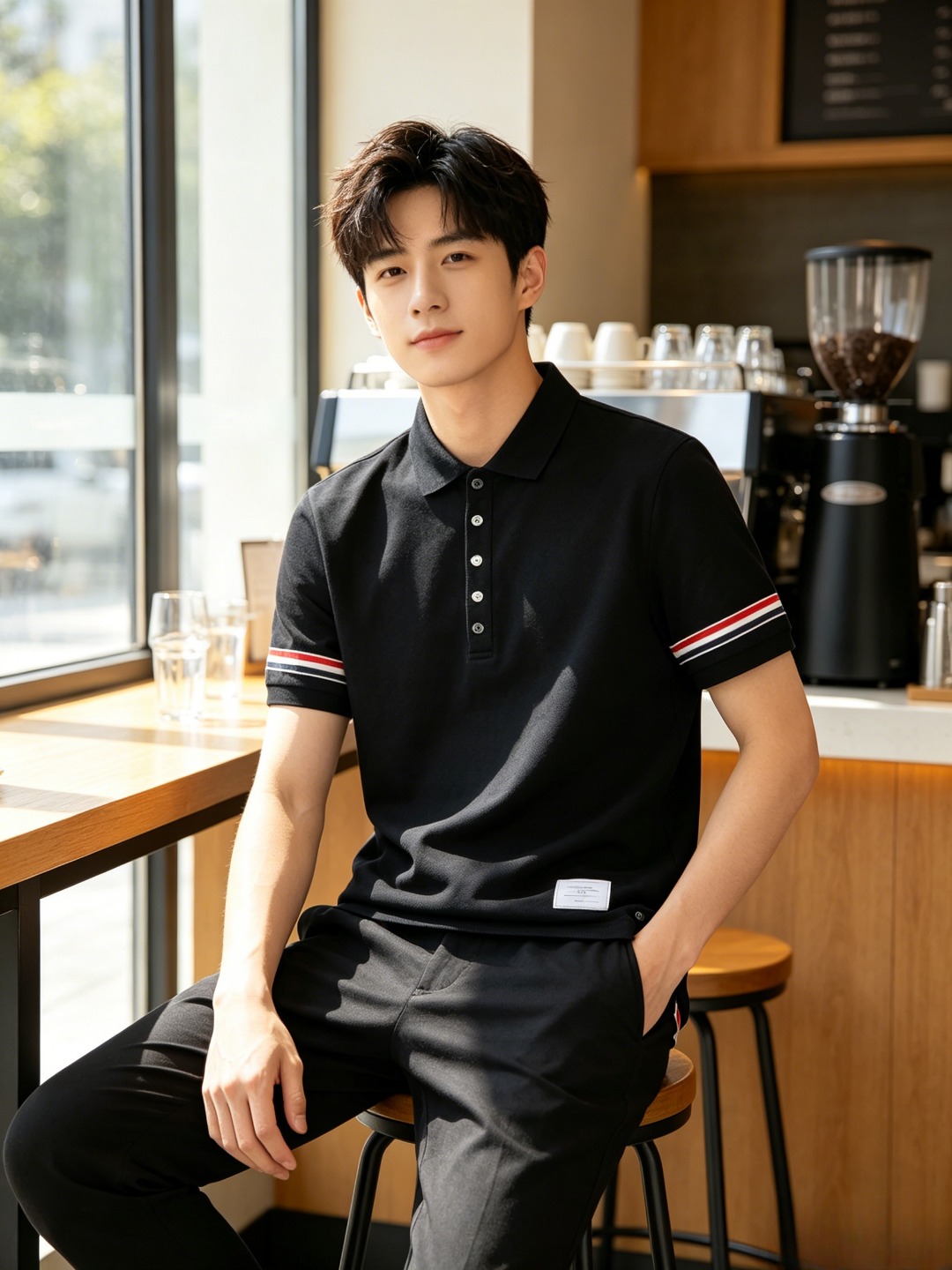 Thom contrast stripe Polo