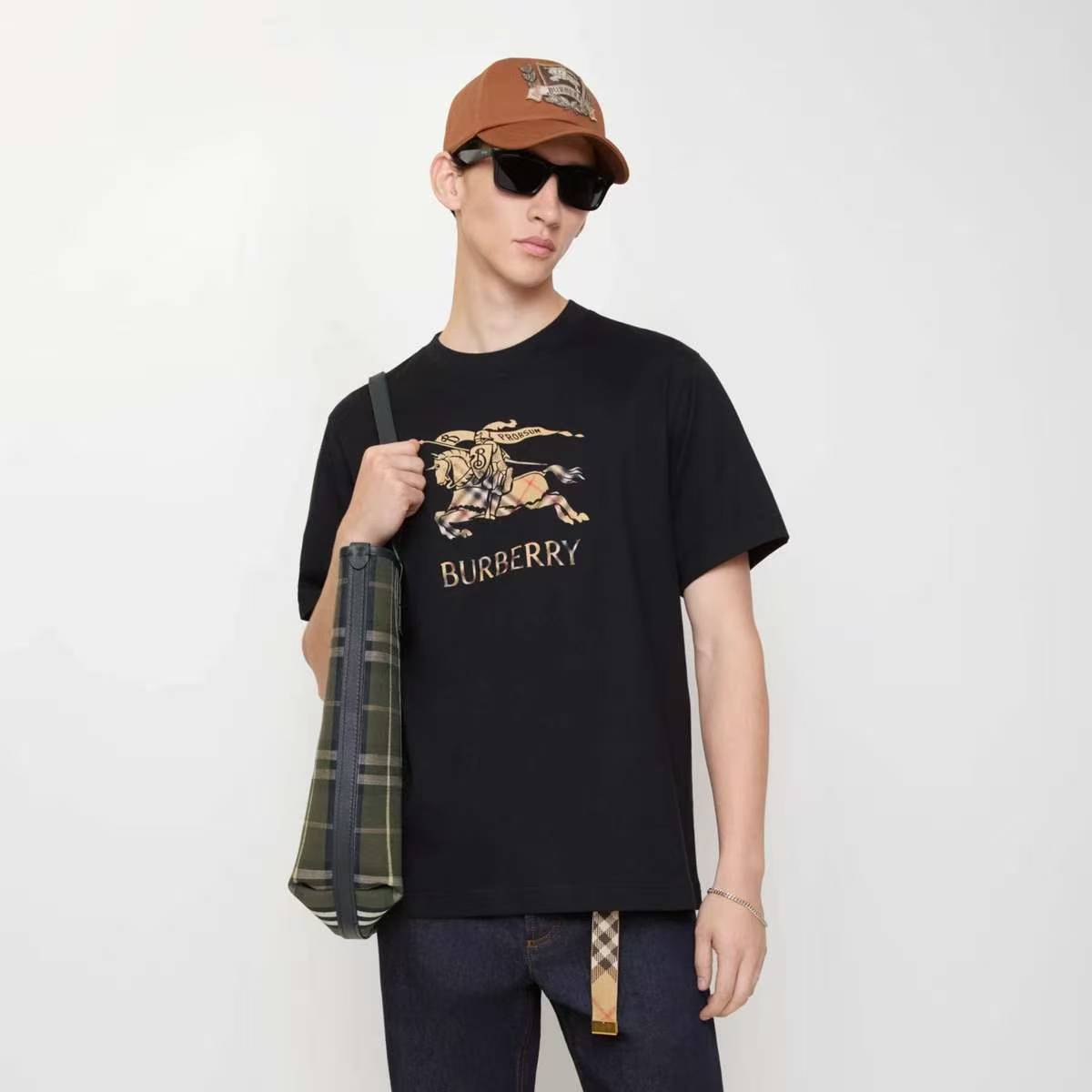 Bur gradient plaid print t-shirt
