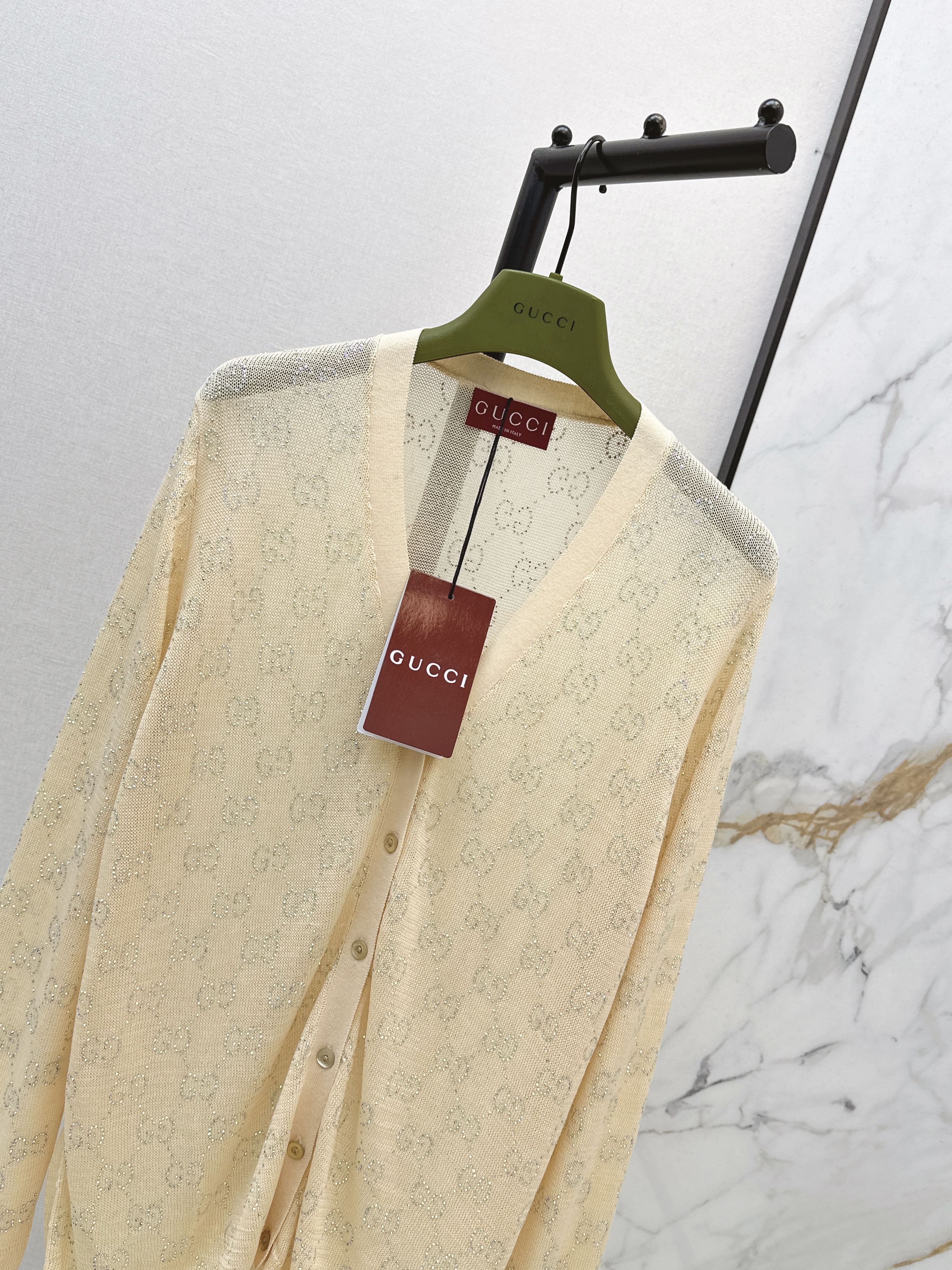 Guc 26ss rhinestone cardigan