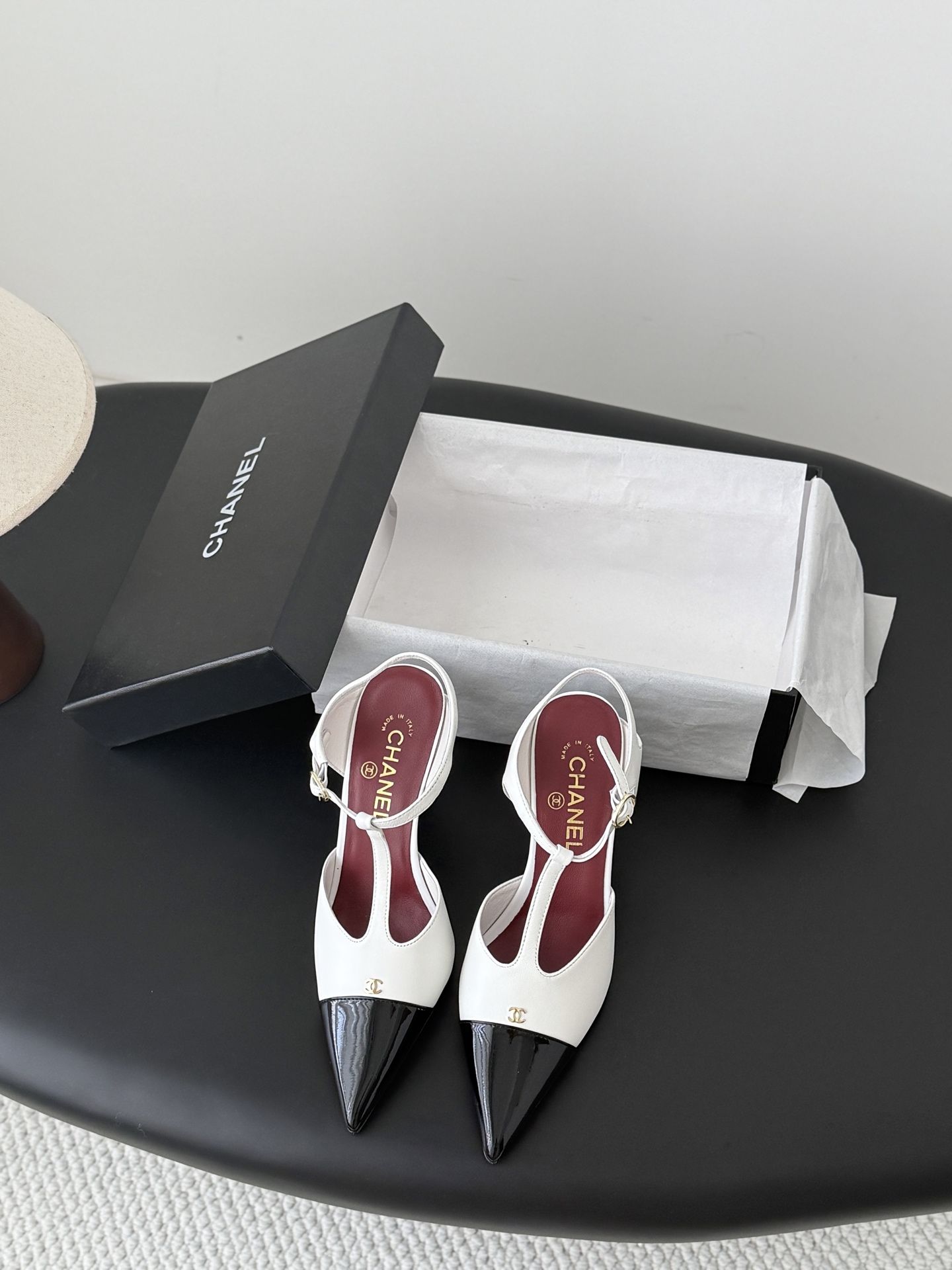 Chan 26P slingback t-strap heels