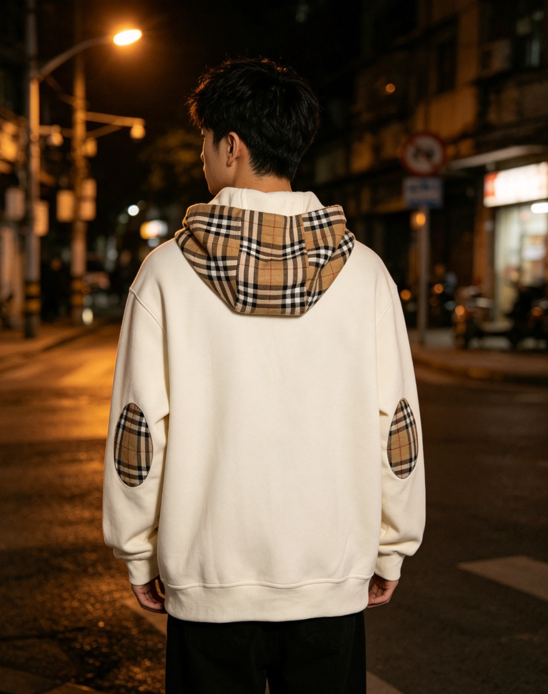 Bur plaid splicing coat
