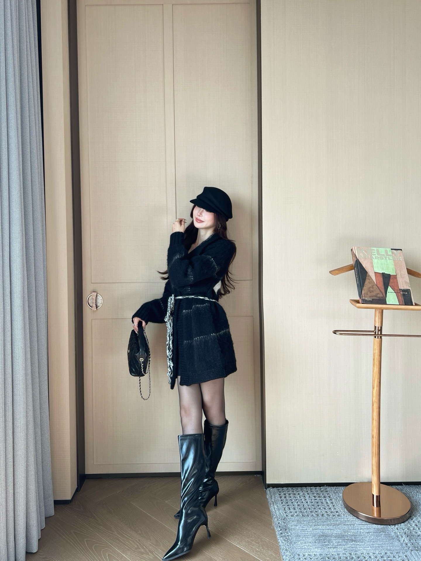 Chan 26fw mohair belted cardigan