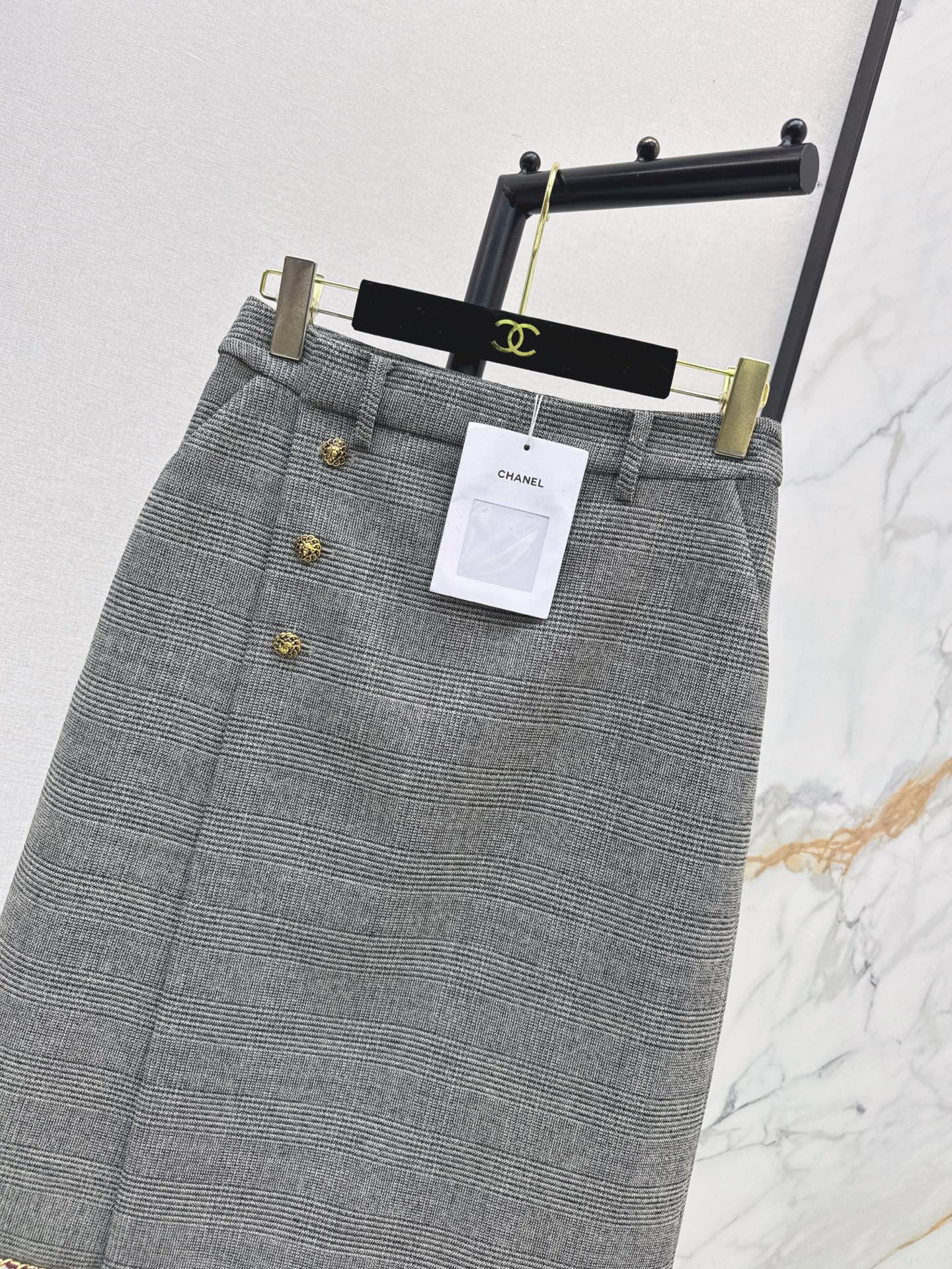 Chan 26fw houndstooth A-line skirt