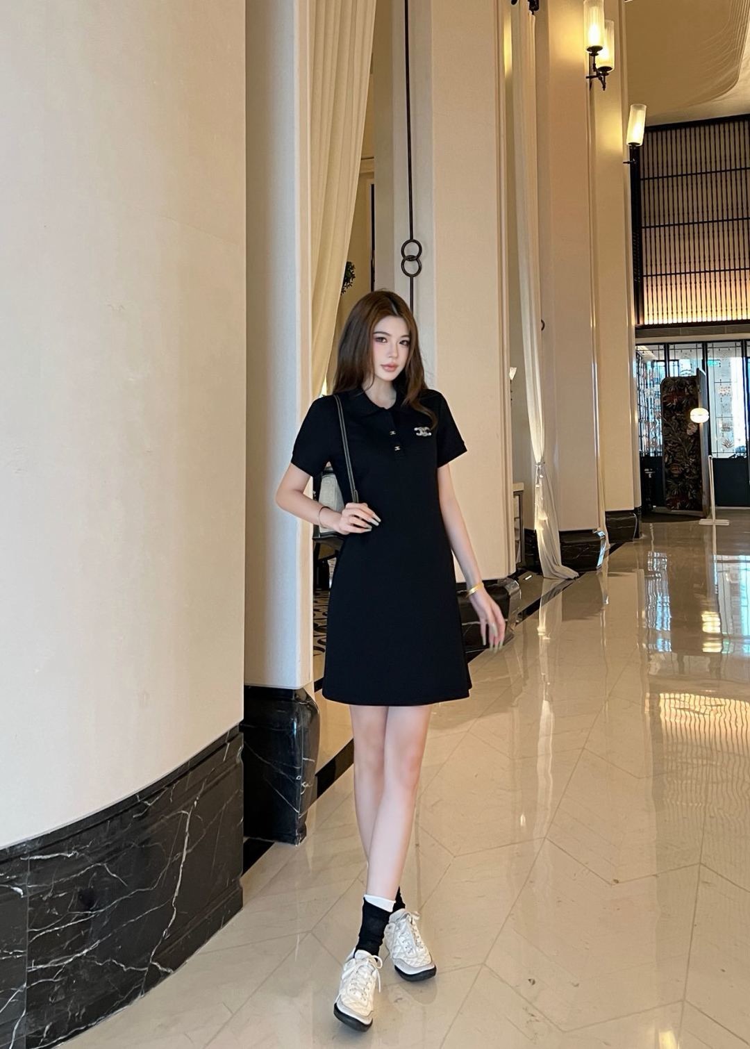 Celi 26ss embroidery polo dress