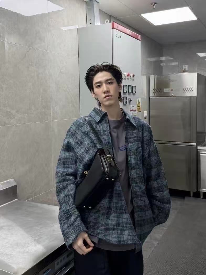 Balen plaid zip-up coat