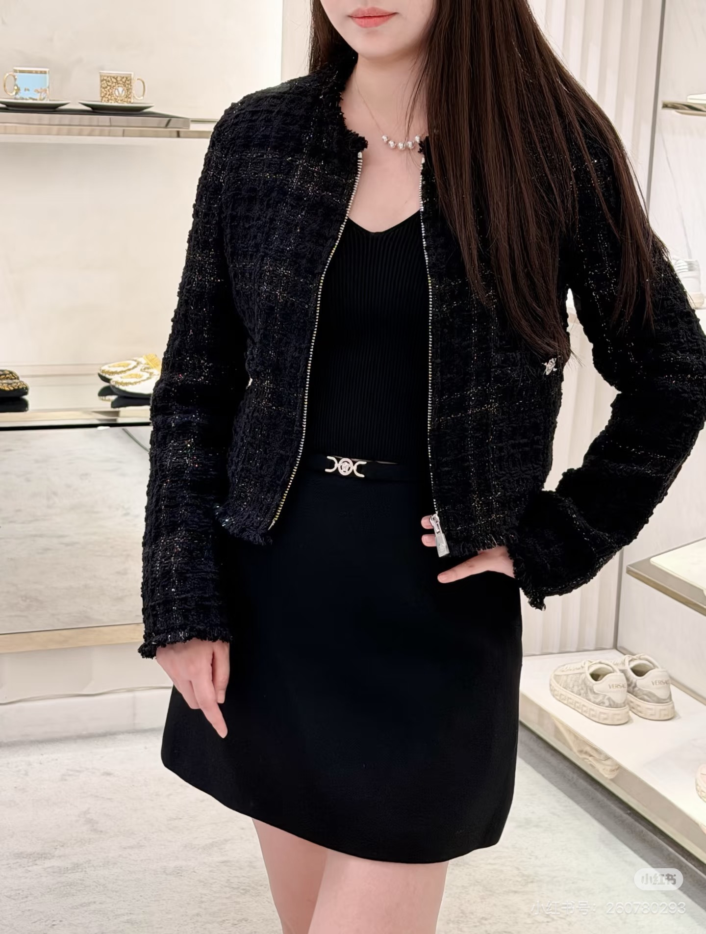 Ver 26fw check jackewt skirt sets