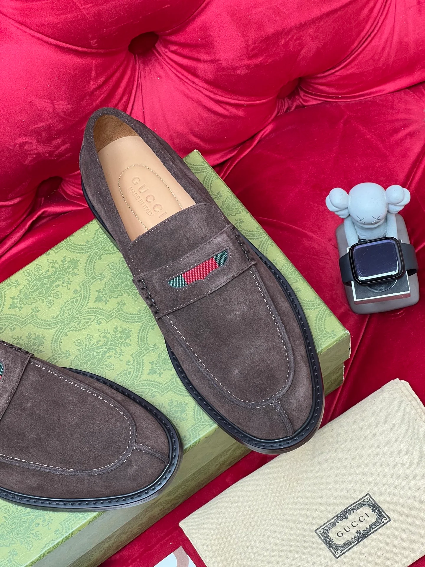 Guc suede penny loafers