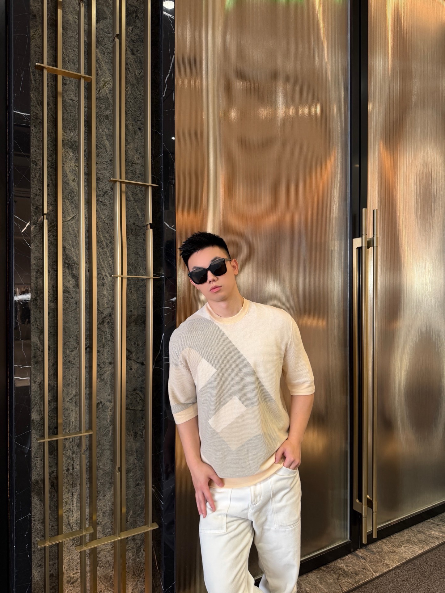 Herm jacquard knit t-shirt