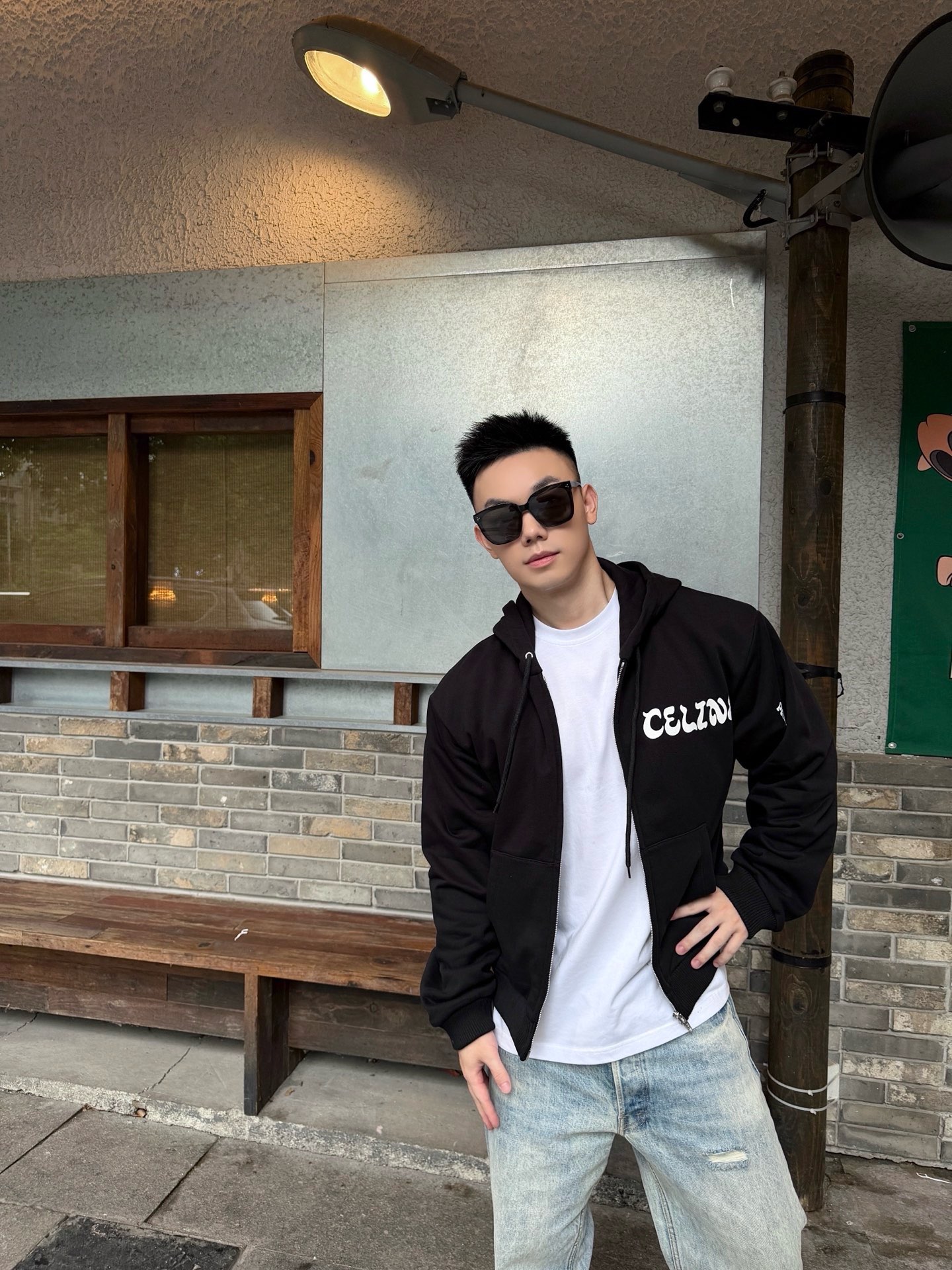 Cel printed zip-up jacket