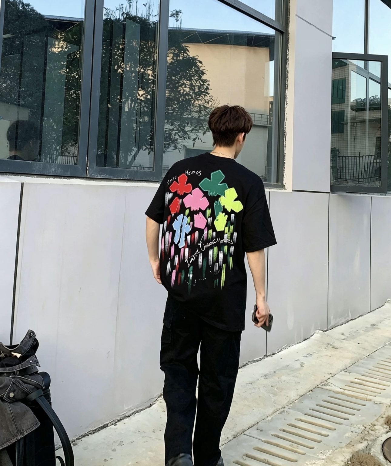 Chrome washed applique t-shirt