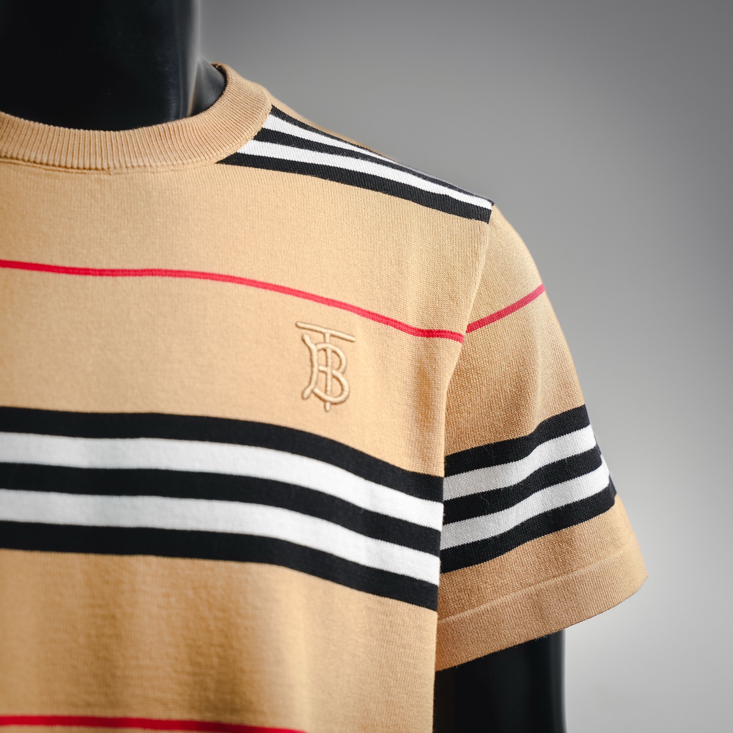 Bur embroidered striped t-shirt