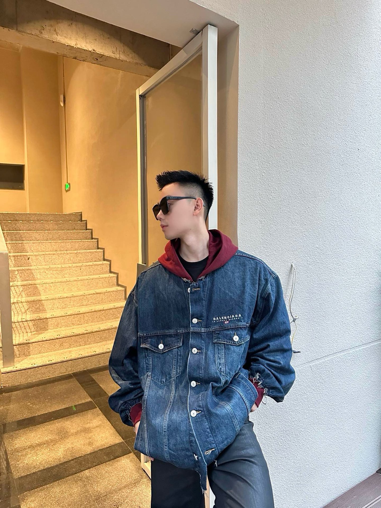 Balen layered denim jacket