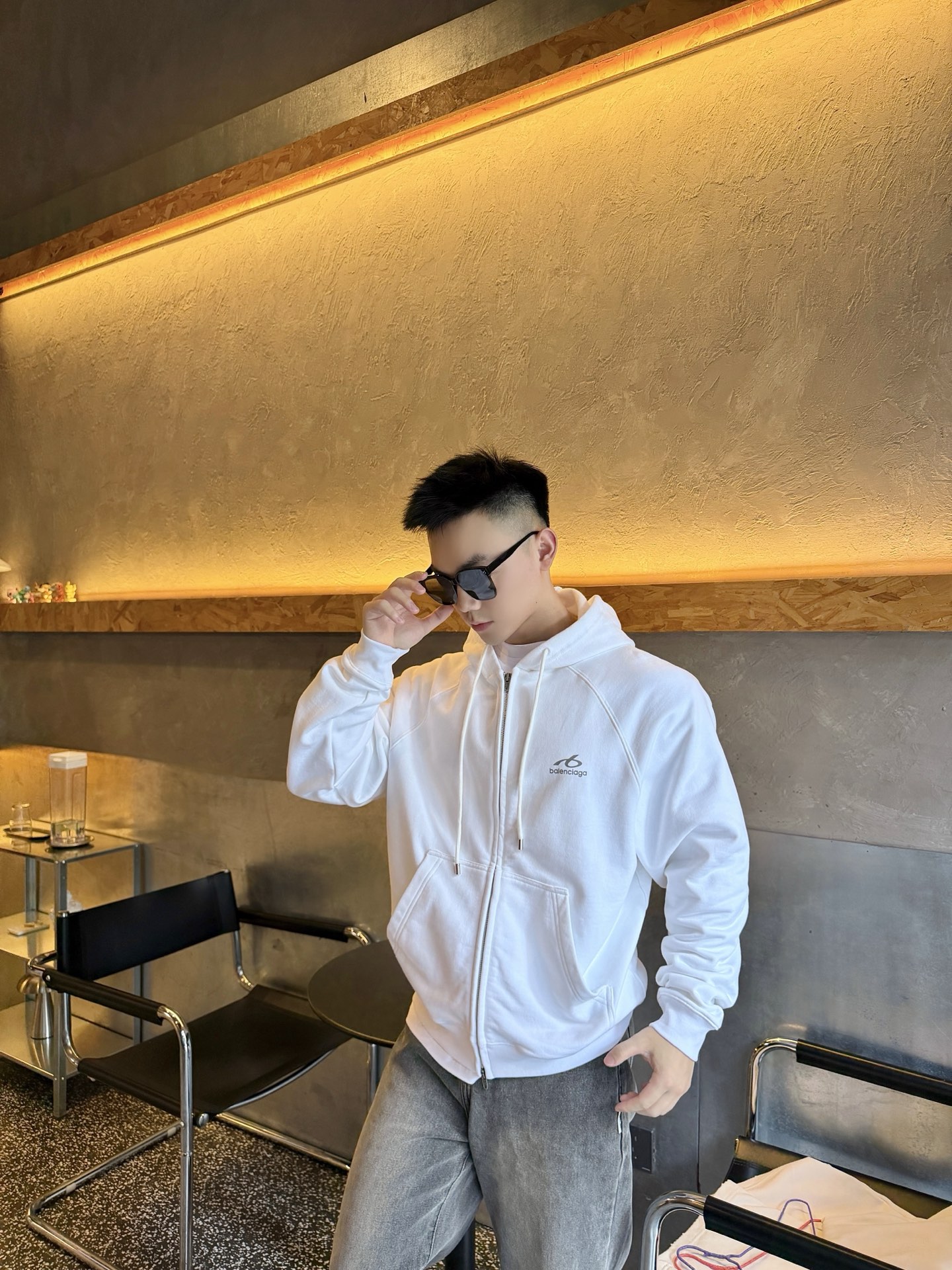 Balen zip-up printed hoodie