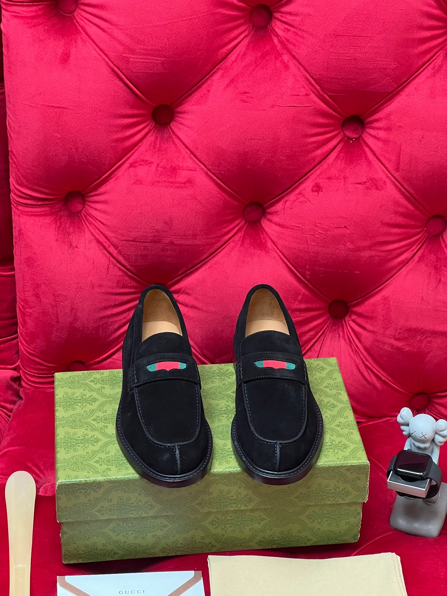 Guc suede penny loafers