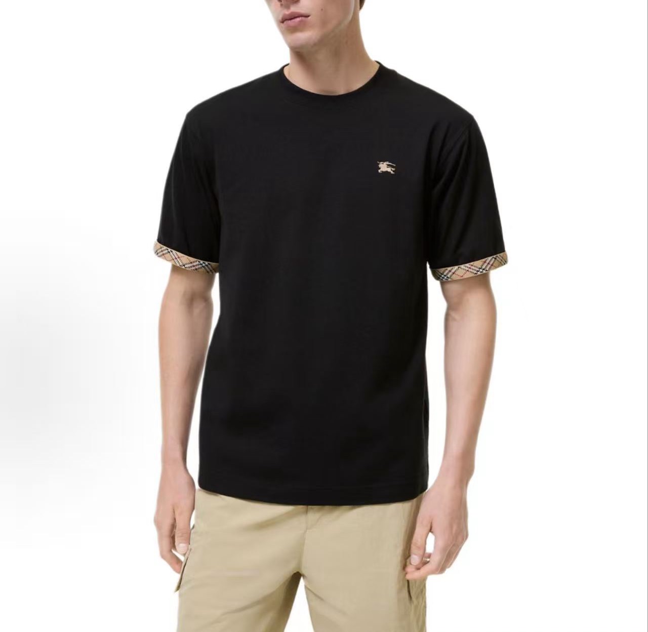 Bur cuffs plaid t-shirt