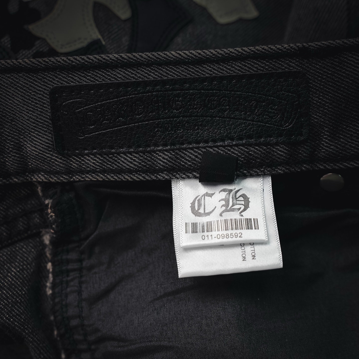 Chrome washed applique jeans