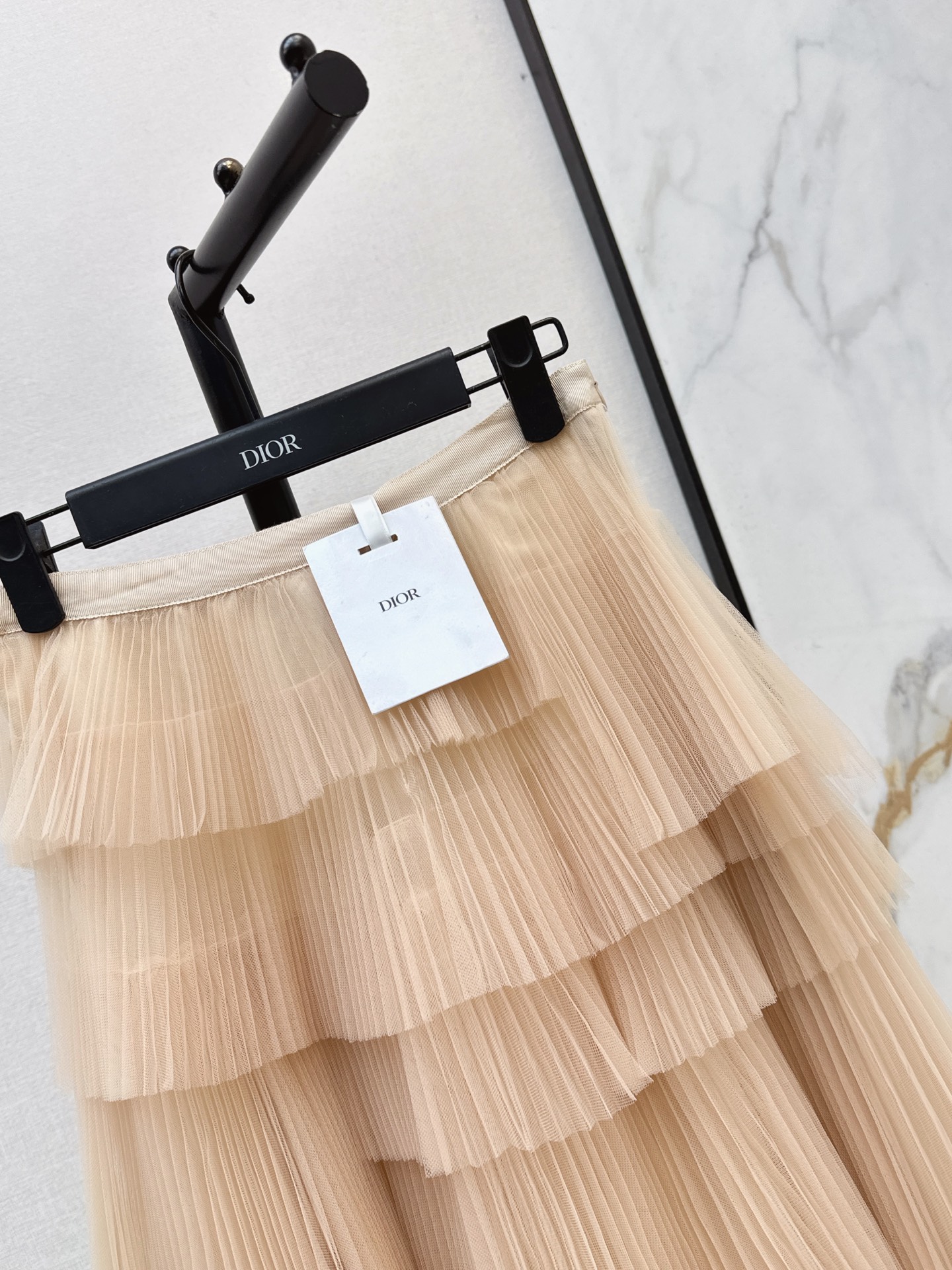 CD 26fw tiered pleated tulle midi skirt