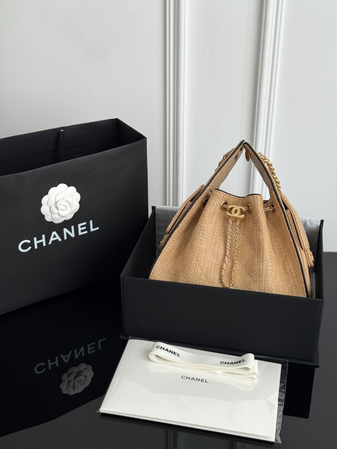 Chan 26p woven hobo bag