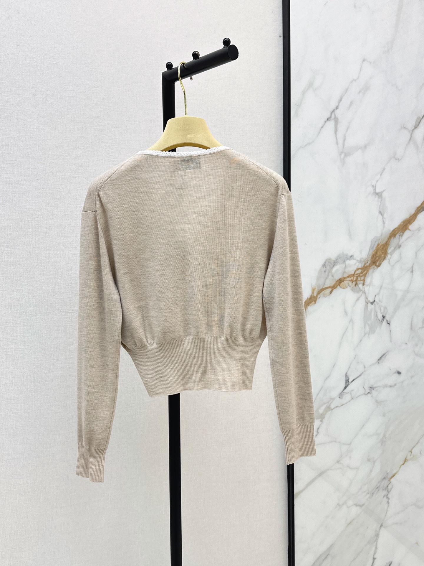 Miu 26ss lace trim cardigan
