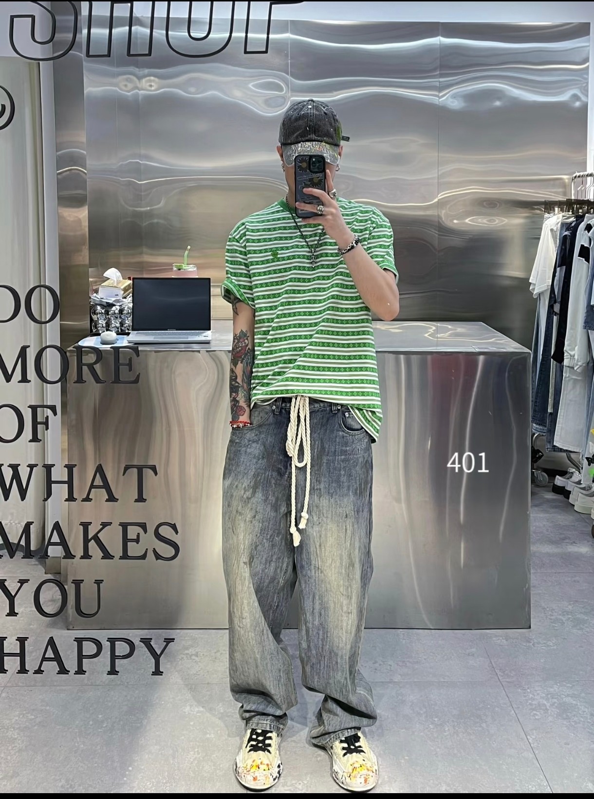 Chrome striped t-shirt