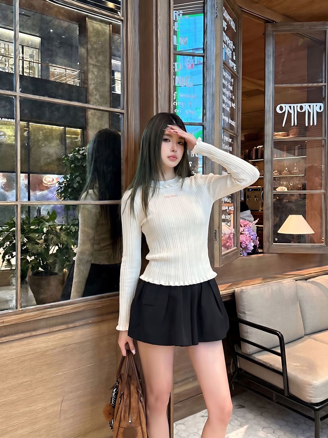 Miu 26fw slim-fit knit basic tee
